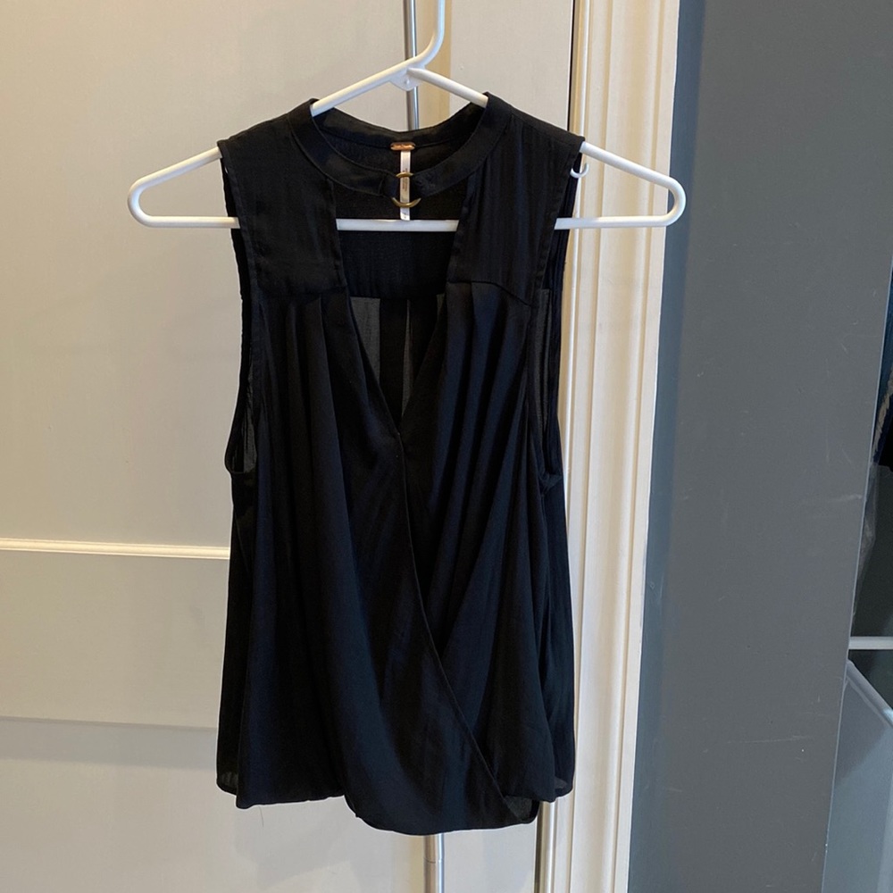 Free people black sleeveless blouse